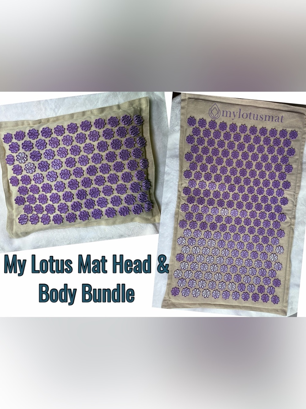 My Lotus Mat Acupressure Massage Mat & Pillow Set - Purple & Beige